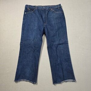 Vintage Levis Jeans Mens 42x32 Dark Wash Denim Pants Orange‎ Tab Frayed Hem